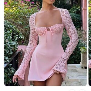 Chic Pink Lace Mini Dress